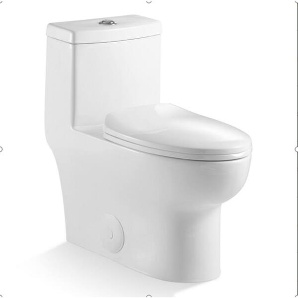 EPOWP 1-Piece 1.1/1.6 GPF Dual Flush Elongated Toilet in White with Soft Seat Included