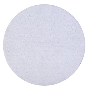 Micro Plush Collection White 30 in. x 30 in. Round 100% Micro Polyester Tufted Bath Mat Rug