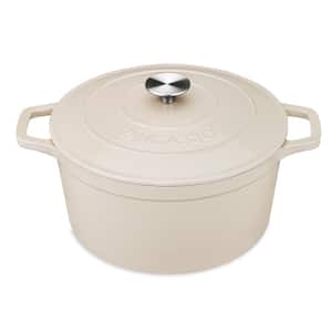 4 qt. Round Cast Iron Dutch Oven in Cream with Lid