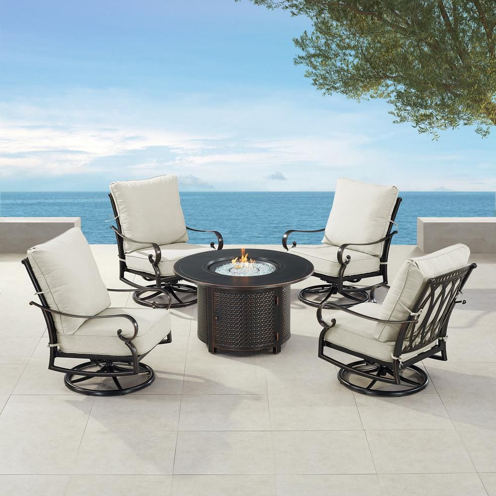 Black Aluminum Fire Table Set with 4-Club Chairs price history on PriceWatchPro