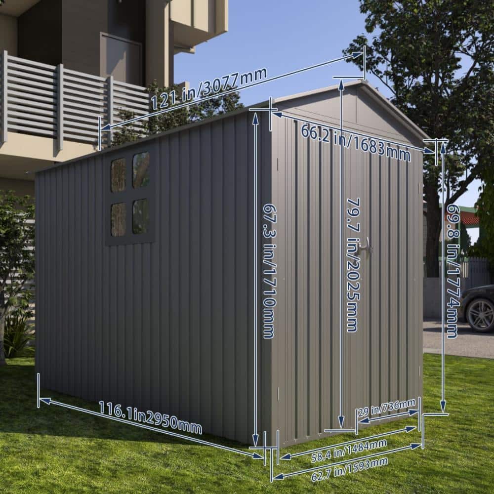 10 ft. W x 5 ft. D Metal Tool Shed with Window, Outdoor Storage Shed for Garden Backyard (50 sq. ft. ) price history on PriceWatchPro