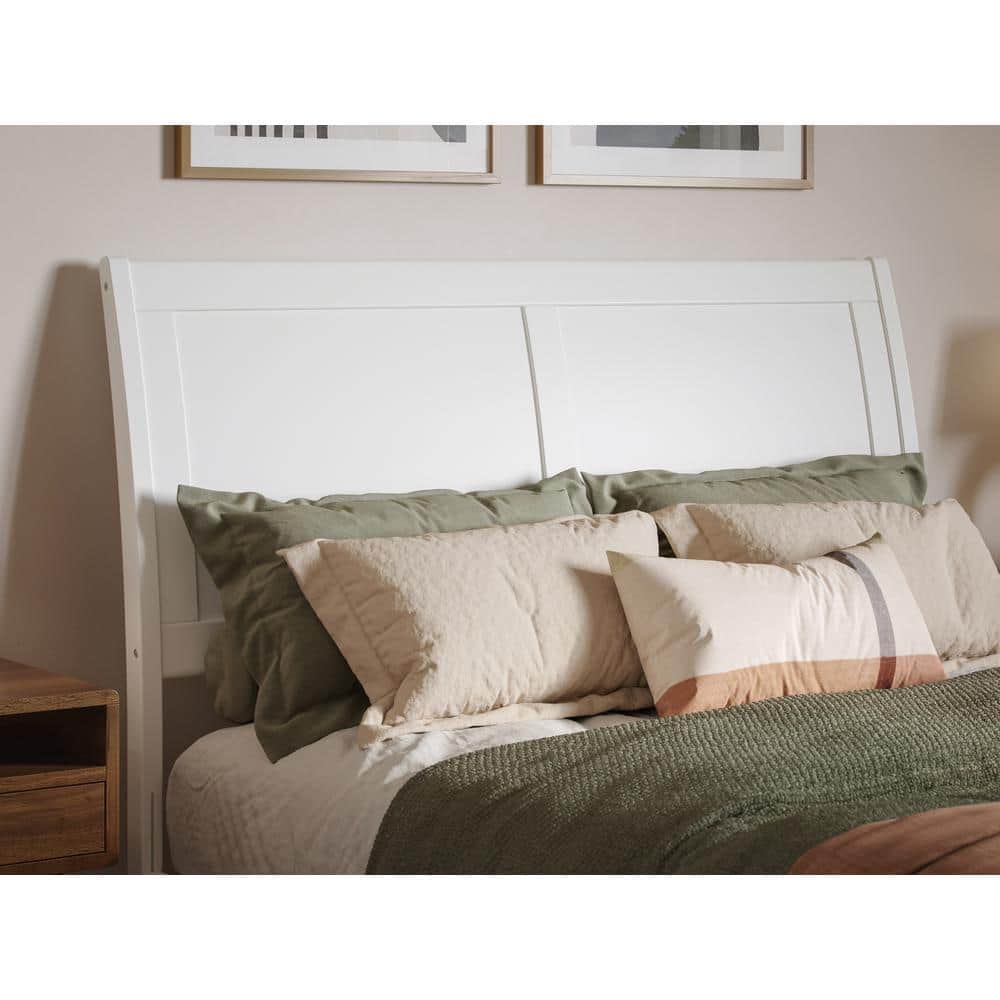 Portland White Full Wood Headboard with USB Charging Station