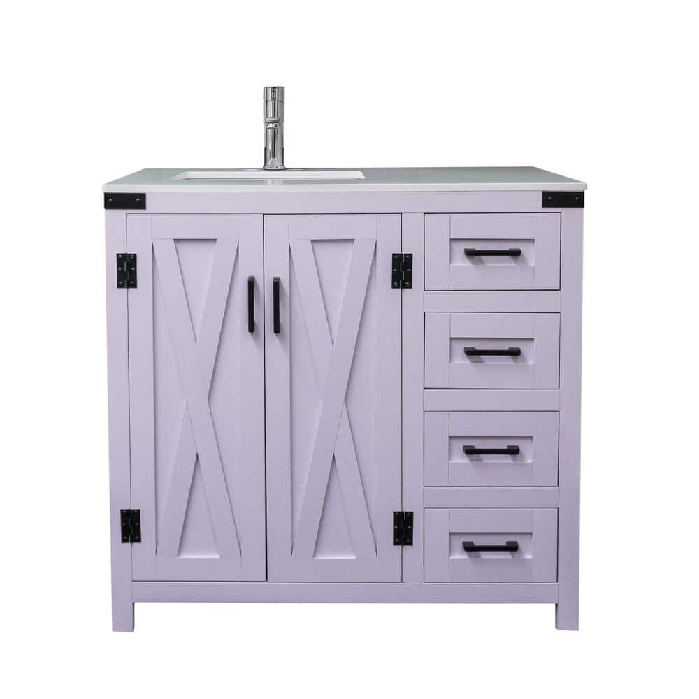 Salerno 36" White Lilac MDF Vanity with Cultured Marble Top