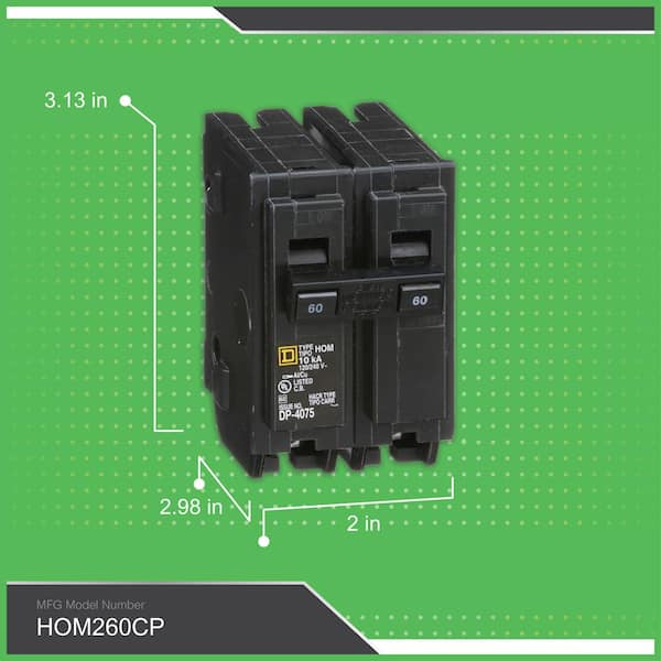 Square D Homeline 60 Amp 2-Pole Circuit Breaker(HOM260CP)