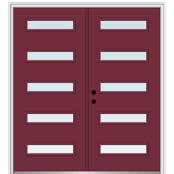 MMI DOOR 72 in. x 80 in. Davina Right-Hand Inswing 5-Lite Clear Low-E Painted Fiberglass Smooth Prehung Front Door