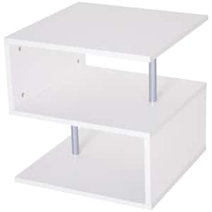 20 in. White Square Wood S-Shaped End Table