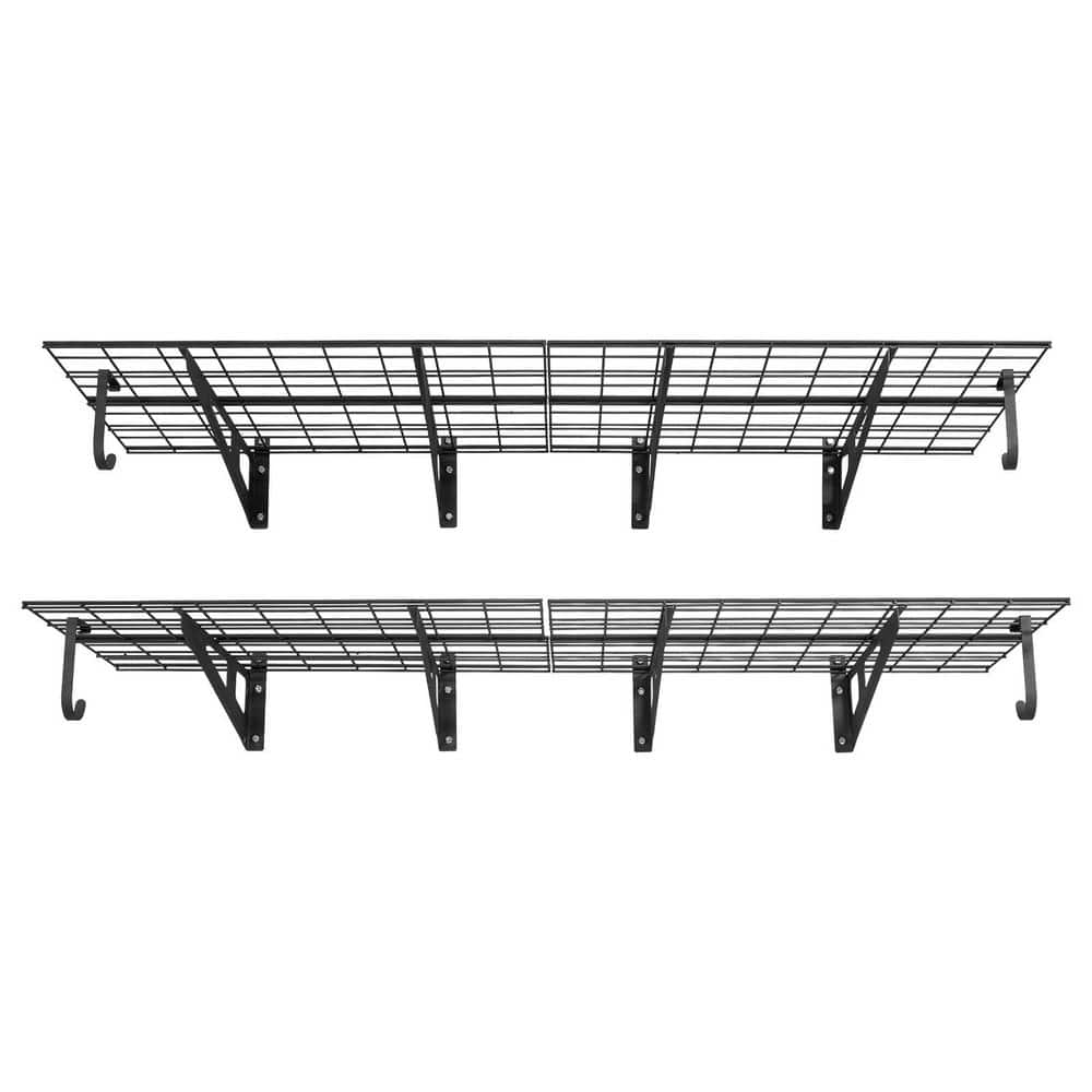 2-Tier Wall Garage Shelving, 8 Pack, 1000 lbs. Capacity, Black, 24.21 in. W x 71.26 in. D, Garage Wall Shelf price history on PriceWatchPro