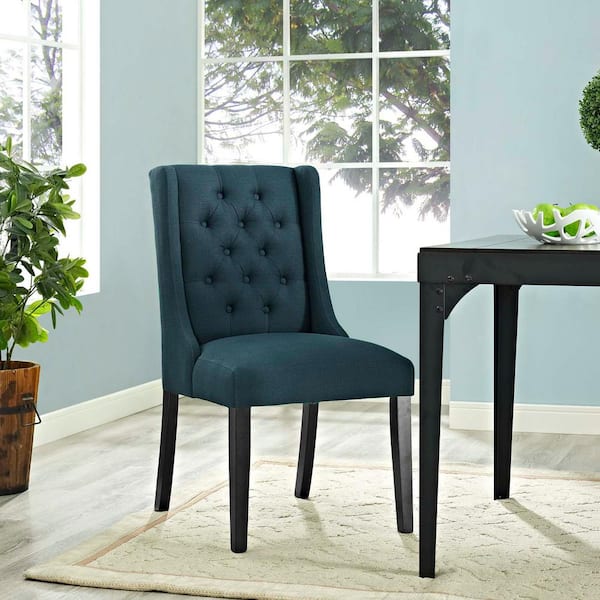 MODWAY Baronet Modern Tufted Upholstered Fabric Parsons Two Kitchen and Dining Room Chairs in Azure