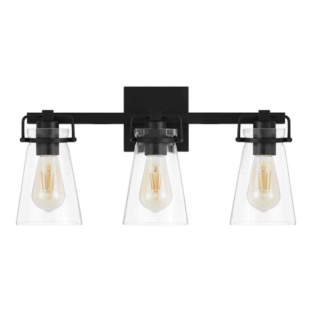 Stonedale 20 in. 3-Light Black Vanity Light