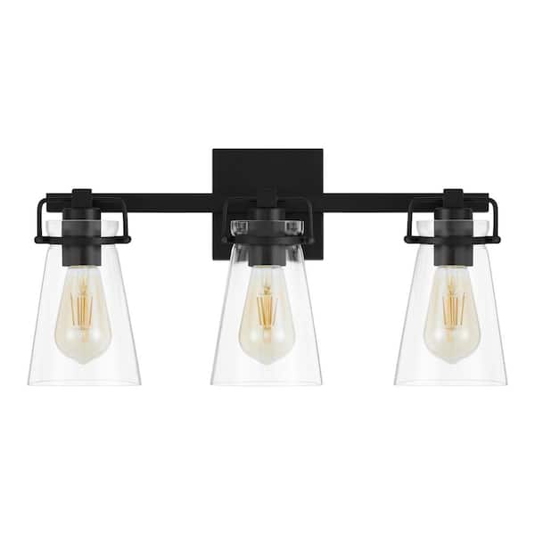 Stonedale 20 in. 3-Light Black Vanity Light