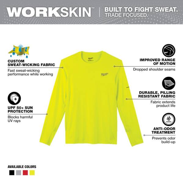 Milwaukee Gen II Men's Work Skin 2XL Hi-Vis Light Weight Performance Long-Sleeve  T-Shirt 415HV-2X - The Home Depot