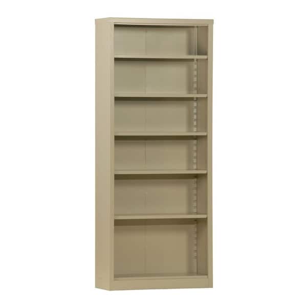 Sandusky 84 in. Putty Metal 6-shelf Standard Bookcase with Adjustable Shelves