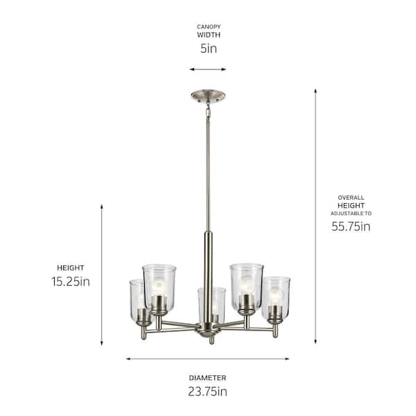 Kichler Shailene 5-Light Brushed Nickel Traditional Chandelier