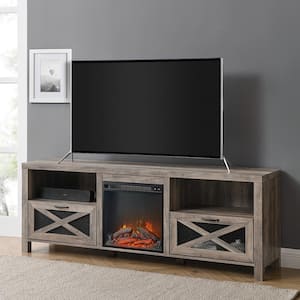 Abilene 70 in. Grey Wash TV Stand with Electric Fireplace (Max tv size 78 in.)