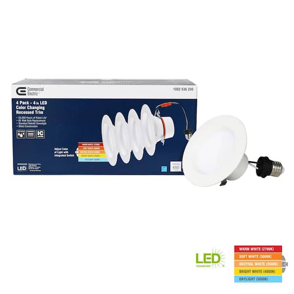 Commercial Electric 4 In Matte White, Home Depot Retrofit Led Can Lights