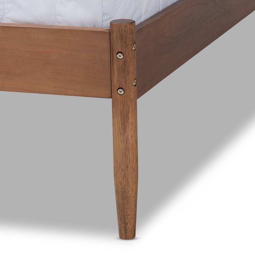 Leanora King Walnut Wood Upholstered Platform Bed with Slats