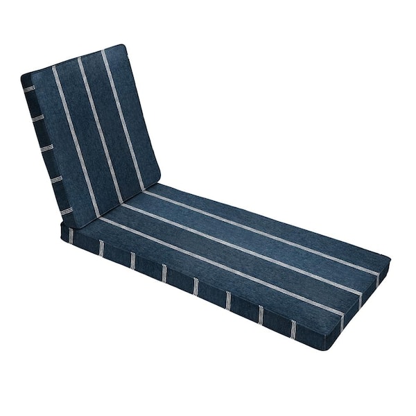SORRA HOME 79 x 25 x 3 Outdoor Chaise Lounge Cushion in Sunbrella Lengthen Indigo