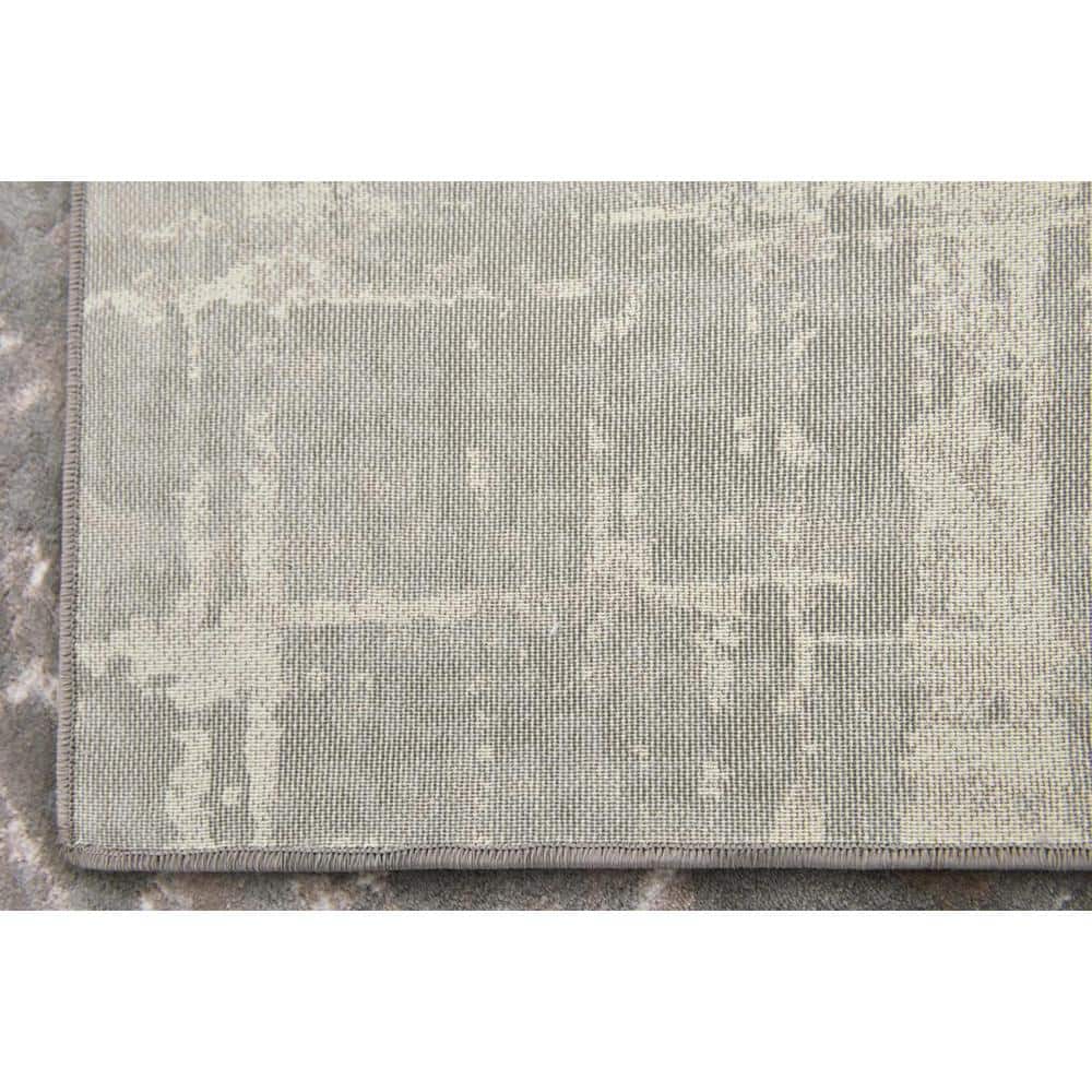 Gray and Beige Rectangular Stain-Resistant Synthetic Rug