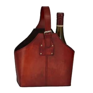 2-Bottle Red Leather Modern Wine Holder