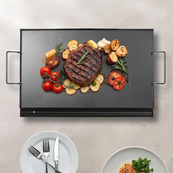 Carbon Steel Griddle 24 x 16 in., Flat Top for BBQ, Teppanyaki, Portable with Handle, for Camping Party