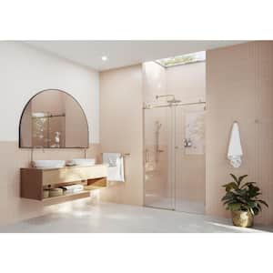 Eclipse 44 in. - 48 in. W x 78 in. H Frameless Sliding Shower Door in Brushed Bronze with Handle
