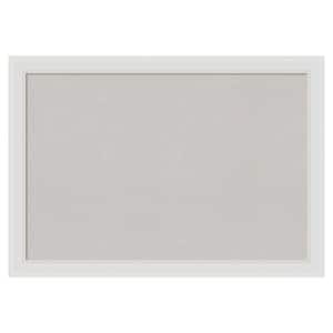 Flair Soft White Narrow Framed Grey Corkboard 40 in. x 28 in Bulletin Board Memo Board