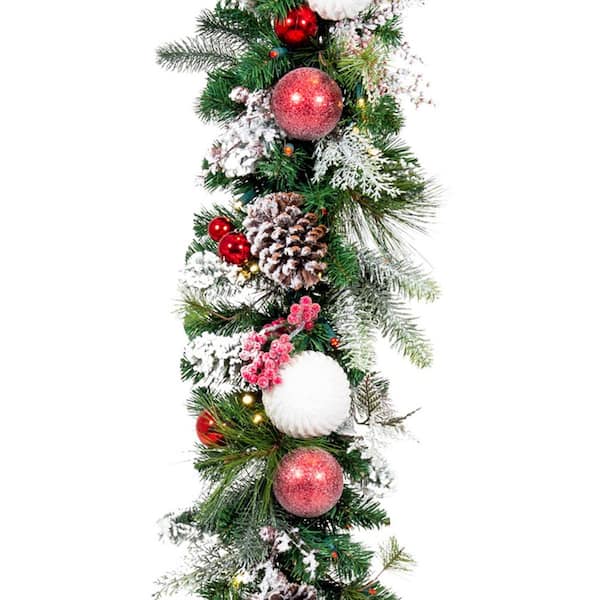  Hotop 2 Pcs 9 Ft White Faux Spruce Artificial Christmas Garland  LED White Garland Warm Pine Prelit Battery Operated Lighted Garland for  Seasonal Indoor Home Fireplace Mantle Tree Stair Decor 