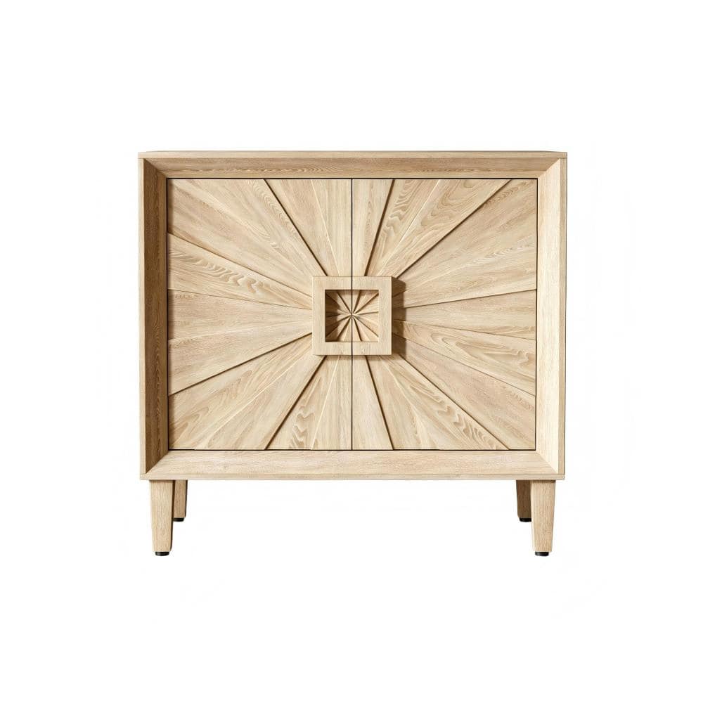 Natural 31.5 Solid Wood Modular Credenza Sideboard Buffet Accent