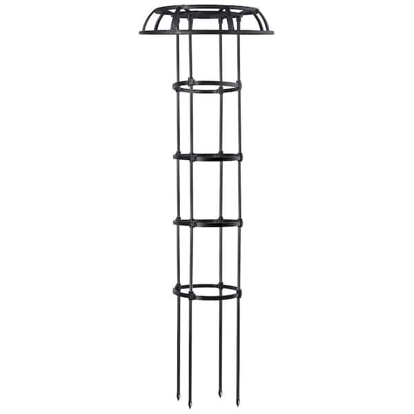 Phewnyzo 65 in. Large Garden Trellis, Rustproof Metal Mushroom Top for Climbing Plants, Adjustable Heights Plants Support, Black