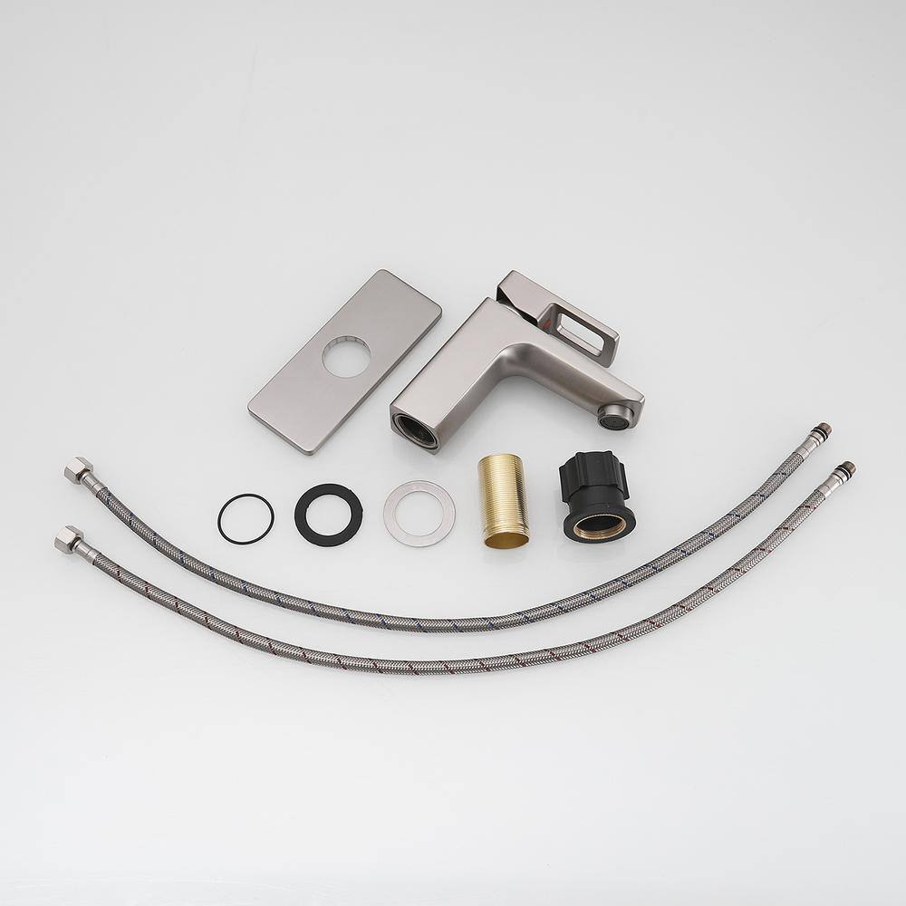 Brushed Nickel Single Handle Bathroom Faucet with Pop-Up Drain