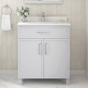 Bilston 30 in. W x 19 in. D x 34 in. H Single Sink Bath Vanity in Dove Gray with White Engineered Stone Top