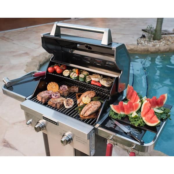 KitchenAid 2 Burner Propane Gas Grill in Black with Grill Cover