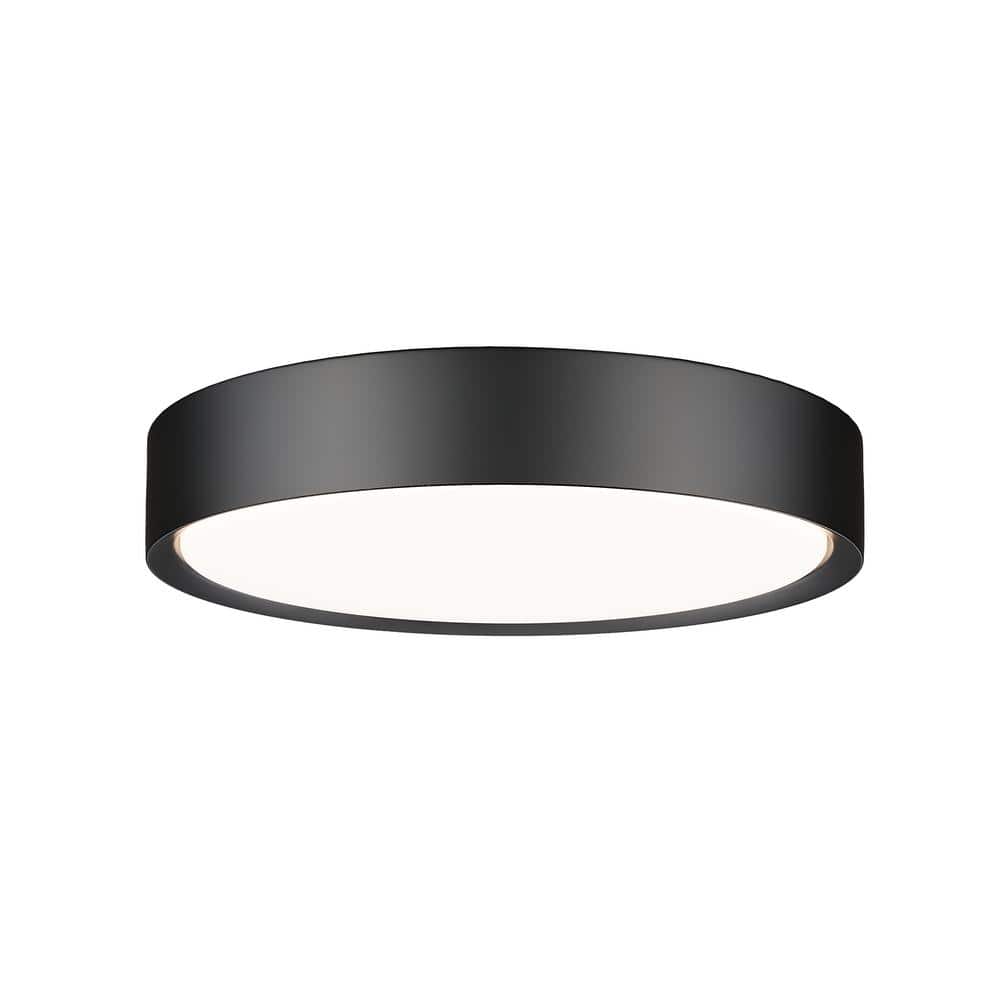 Kawan 16 in. Matte Black Flush Mount with Acrylic Shade and no bulbs