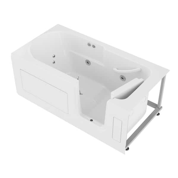 Universal Tubs HD Series 60 in. Right Drain Step-In Walk-In Whirlpool Bath Tub with Low Entry Threshold in White