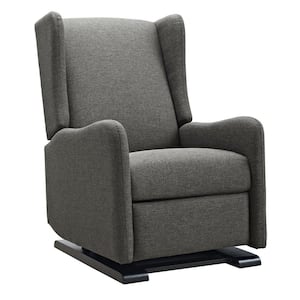 Omary Gray Linen Tall Wingback Glider Recliner Chair