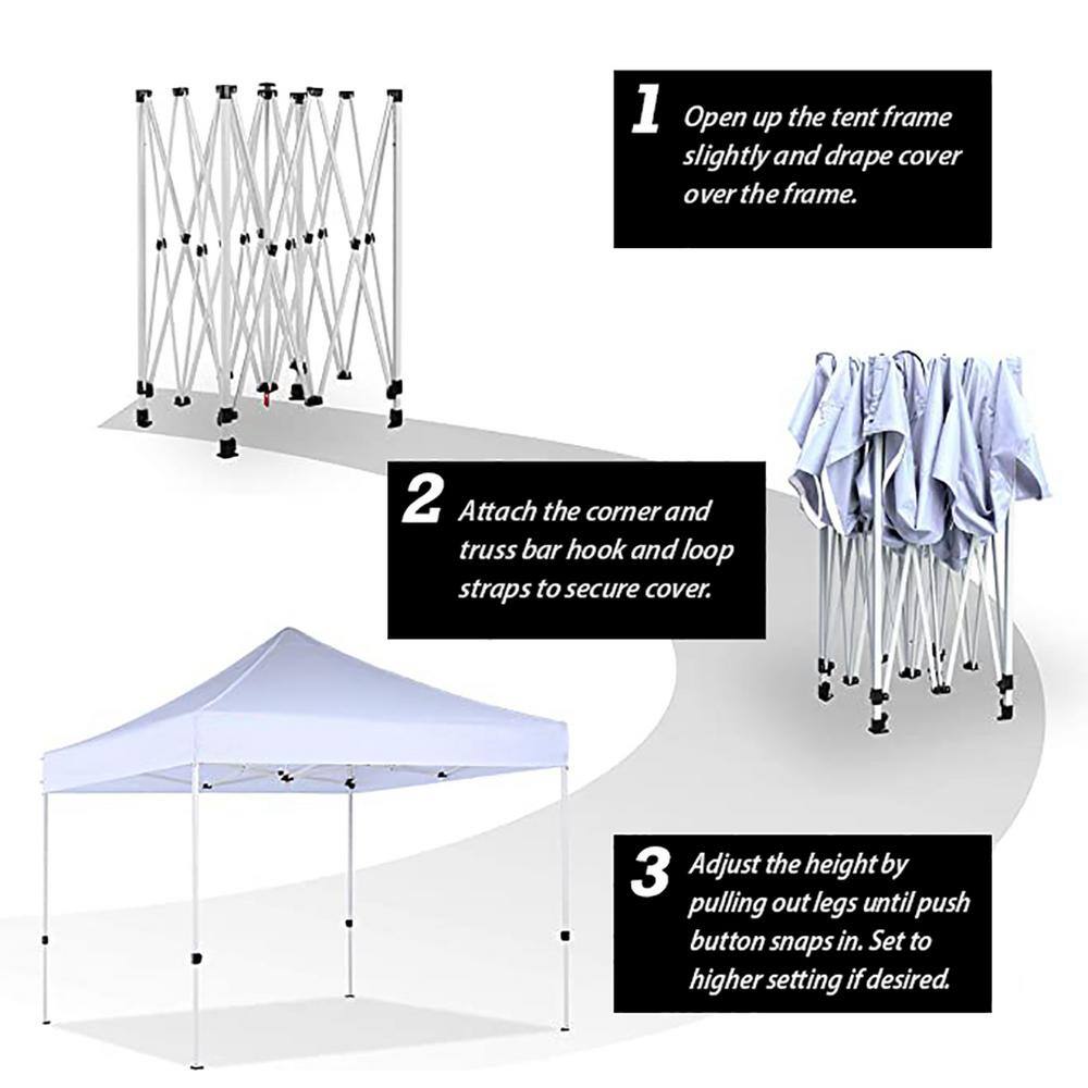 King Canopy 10ft x 20ft Blue Polyester Pop-Up Tent with White Aluminum Frame
