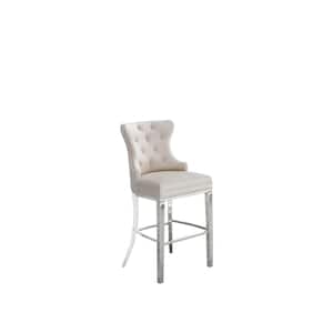 Nani Cream Velvet Fabric High Back Stainless Steel Frame Counter Height Chair (Set of 2).