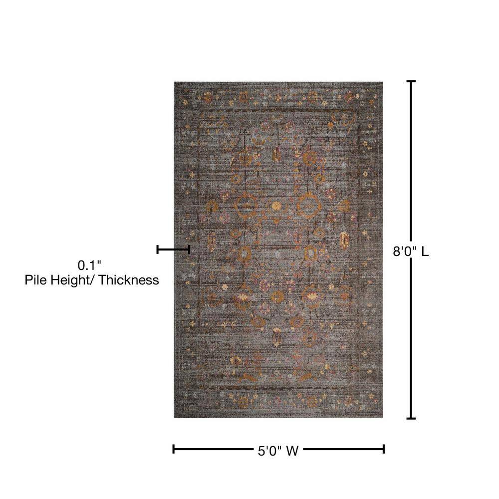 Gray and Gold Flat Woven Rectangular Cotton Area Rug