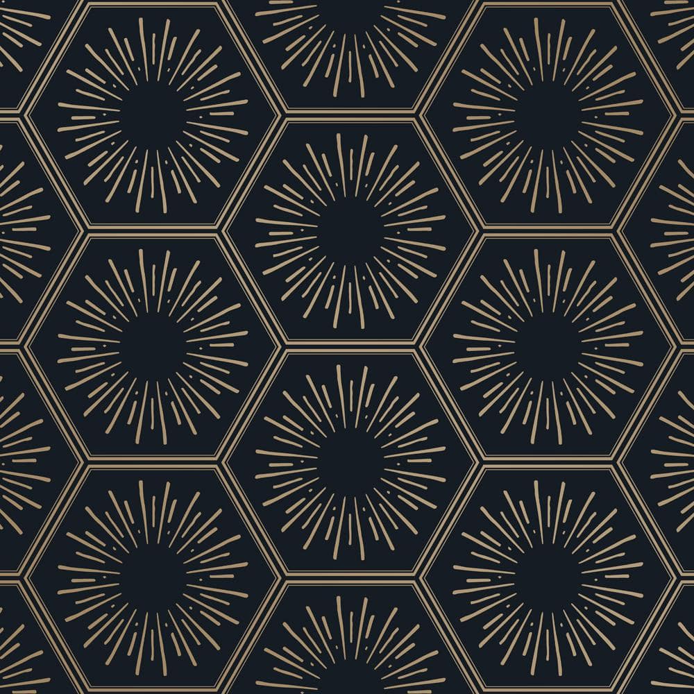 Tempaper Hello Sunshine Gatsby Gold Removable Peel and Stick Vinyl Wallpaper, 28 Sq. ft.