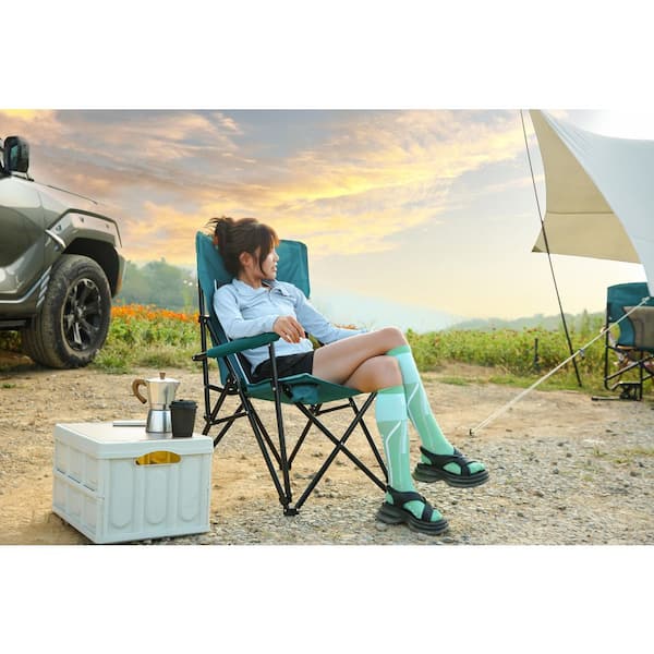 Otryad Blue Metal Folding Lawn Chair, Portable Heavy Duty High