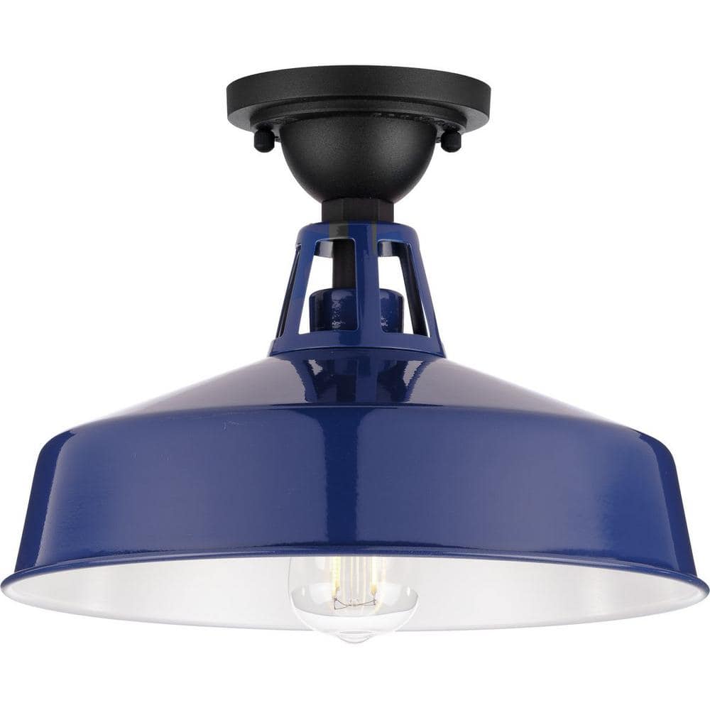 Navy Aluminum Farmhouse Semi-Flush Mount Light