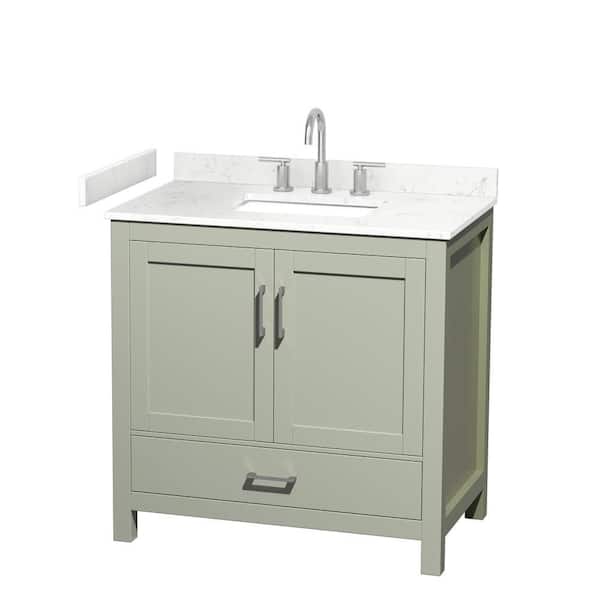 Sheffield 36 in. Single Freestanding Light Green Bath Vanity with Carrara Cultured Marble Top
