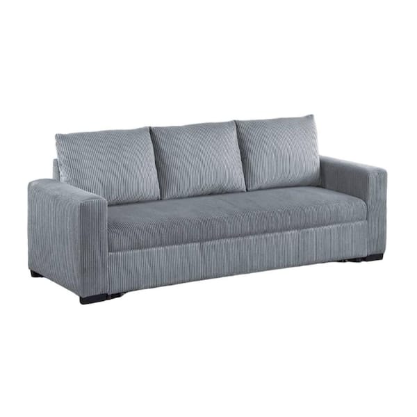 Billy 85 in. Gray Solid Corduroy Fabric Twin Size Convertible Pull Out Sofa Bed