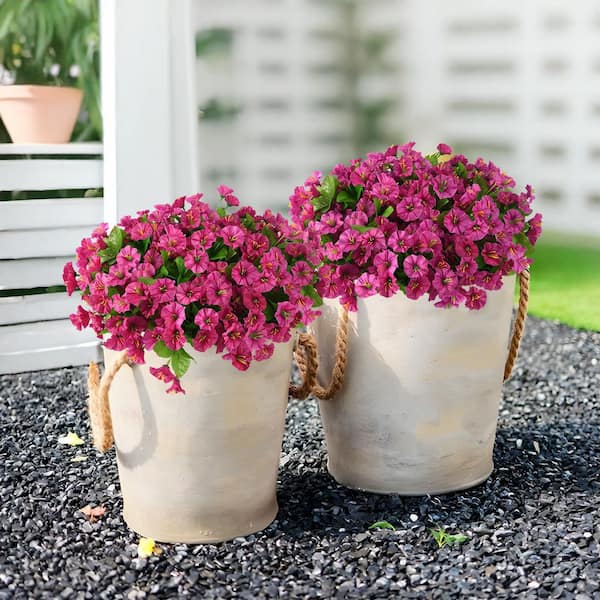 Afoxsos 12.00 in. 8 Bundles Artificial Flowers for Outdoor Spring