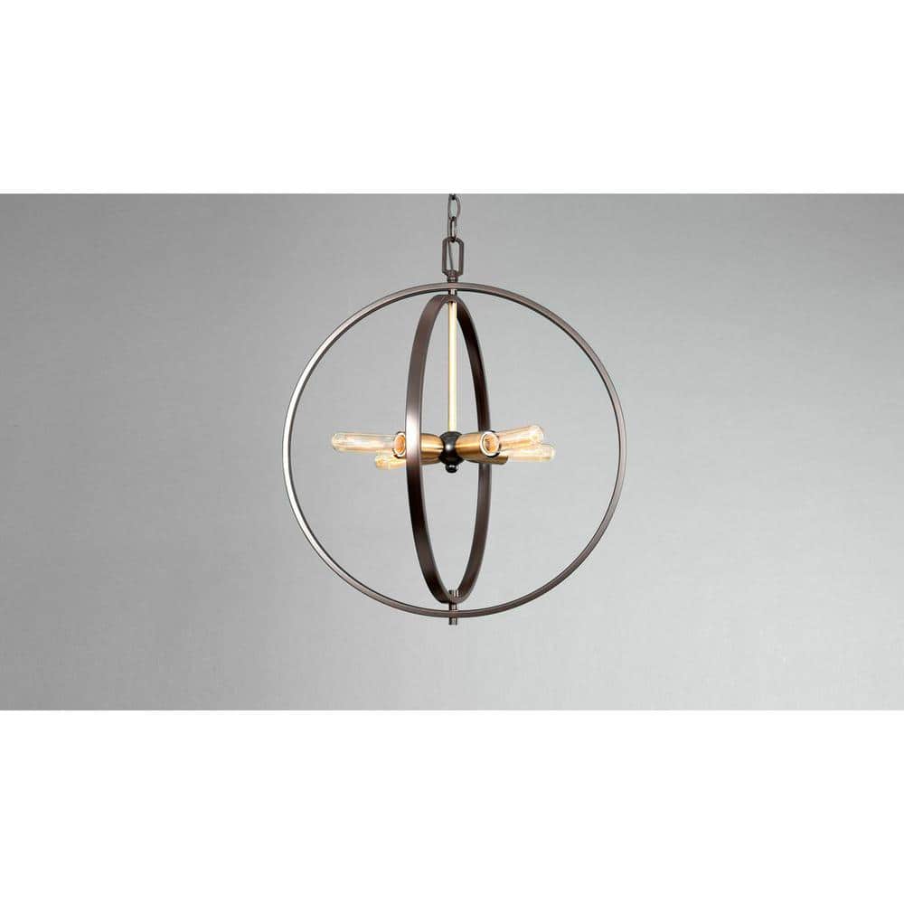 Antique Bronze 4-Light Sphere Pendant with Brass Accents