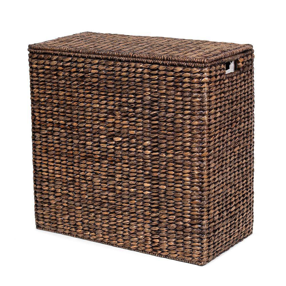Handwoven Natural Seagrass Rectangular Laundry Hamper with Lid