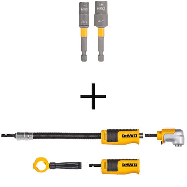 DEWALT MAX IMPACT Double Ended Carbon Steel Nut Driver and Modular Right Angle Attachment Set (2-Pack)