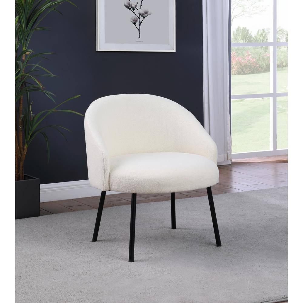 Sleek Cream Velvet Accent Chair with Matte Black Metal Legs