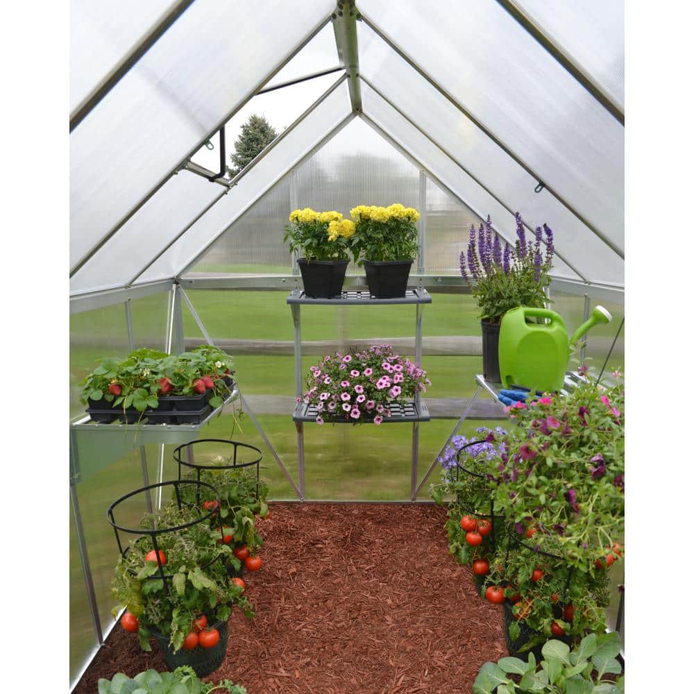 Silver Polycarbonate Aluminum Frame Walk-In Greenhouse 6' x 8'
