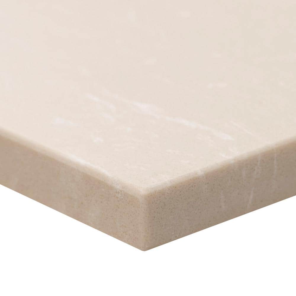 61 in. Beige Cosmic Sand Double Sink Vanity Top with White Ceramic Undermount Sinks
